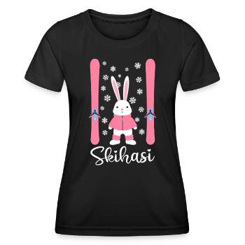 Skihasi Skihase Skiurlaub Wintersport Hase Schnee - Frauen Funktions-T-Shirt - Schwarz - Vorne - AI Model Female 172 light (172cm)