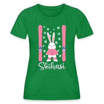 Skihasi Skihase Skiurlaub Wintersport Hase Schnee - Frauen Funktions-T-Shirt - Kelly Green - Vorne - AI Model Female 172 dark (172cm)