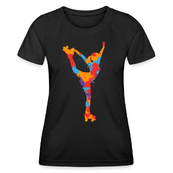 Roller Skates Colorful Roller Skates Girls Roller Skate - Women's Functional T-Shirt - black - Front - AI Model Female 172 light (172cm)