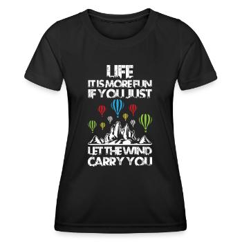 Je n’arrête pas toujours de regarder les montgolfières - T-shirt sport Femme - noir - Devant - AI Model Female 172 light (172cm)