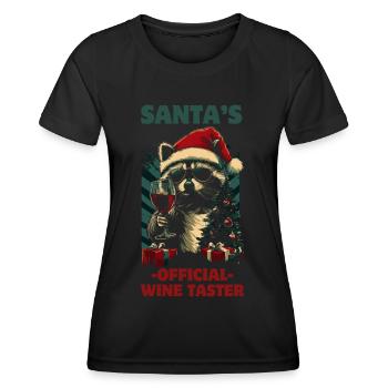 Raccoon Christmas Wine Funny Saying - Women's Functional T-Shirt - black - Front - AI Model Female 172 light (172cm)