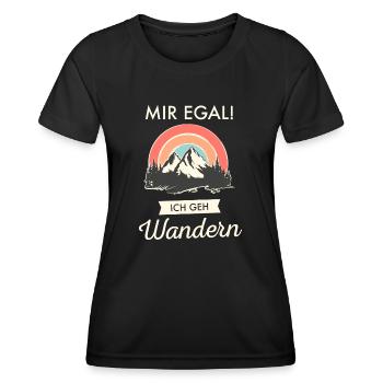 Mir Egal! Ich geh Wandern - Berge Natur Hike - Frauen Funktions-T-Shirt - Schwarz - Vorne - AI Model Female 172 light (172cm)