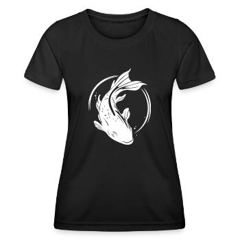 Koi Carp - mignon poisson carpe vintage - T-shirt sport Femme - noir - Devant - AI Model Female 172 light (172cm)
