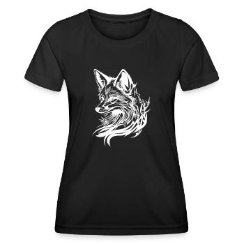Eleganter süsser Fuchs in Tattoo Tinte - Frauen Funktions-T-Shirt - Schwarz - Vorne - AI Model Female 172 light (172cm)