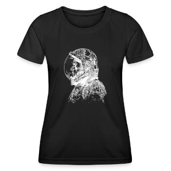 Vintager Kosmonaut mit geschlossenem Helm - Frauen Funktions-T-Shirt - Schwarz - Vorne - AI Model Female 172 light (172cm)