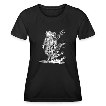 Astronaut in Solar Storm Moondust Nebula - Women's Functional T-Shirt - black - Front - AI Model Female 172 light (172cm)
