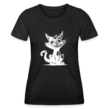 Chat coquin Chat souriant Chat domestique - T-shirt sport Femme - noir - Devant - AI Model Female 172 light (172cm)