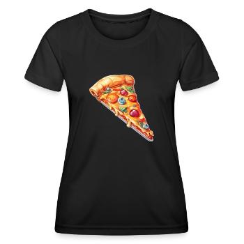 Lustiger Pizzaflüsterer Feinschmecker Pizzastück - Frauen Funktions-T-Shirt - Schwarz - Vorne - AI Model Female 172 light (172cm)