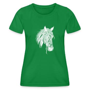 Thoroughbred Stallion Horse Dressage Equestrian Sports - Women's Functional T-Shirt - kelly green - Front - AI Model Female 172 dark (172cm)