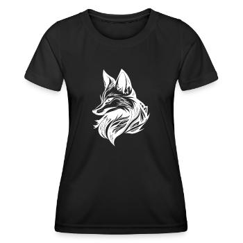 Eleganter schlauer Fuchs in Tattoo Tinte - Frauen Funktions-T-Shirt - Schwarz - Vorne - AI Model Female 172 light (172cm)