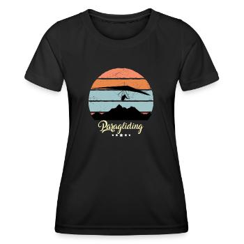 Paraglider Gleitschirm Vintage Retro Sport - Frauen Funktions-T-Shirt - Schwarz - Vorne - AI Model Female 172 light (172cm)