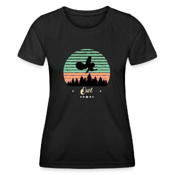 hibou oiseau Vintage rétro animaux coucher de soleil - T-shirt sport Femme - noir - Devant - AI Model Female 172 light (172cm)