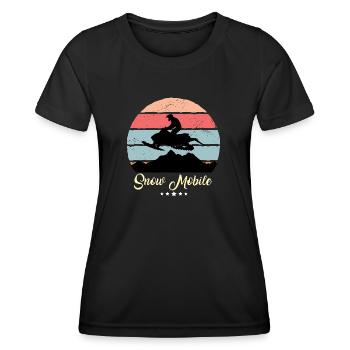Skibob Snowmobile Vintage Retro Snowmobiles - Women's Functional T-Shirt - black - Front - AI Model Female 172 light (172cm)