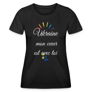 Ukraine mon coeur est avec toi - T-shirt sport Femme - noir - Devant - AI Model Female 172 light (172cm)