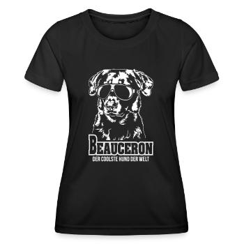 BEAUCERON coolster Hund Wilsigns Hundespruch Hunde - Frauen Funktions-T-Shirt - Schwarz - Vorne - AI Model Female 172 light (172cm)