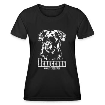 BEAUCERON chien le plus cool de tous les temps chien disant Wilsigns - T-shirt sport Femme - noir - Devant - AI Model Female 172 light (172cm)