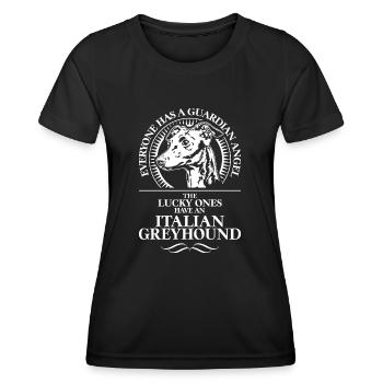 ITALIAN GREYHOUND Guardian Angel Dogs Wilsigns - Women's Functional T-Shirt - black - Front - AI Model Female 172 light (172cm)