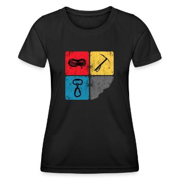 Mountaineering, Climbing, Mountaineer, Summit, High Tour - Women's Functional T-Shirt - black - Front - AI Model Female 172 light (172cm)