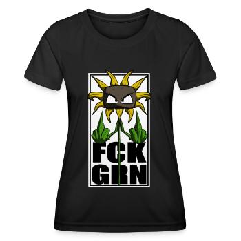 FCK GRN. Landwirtschaft Bauer Agrar Protest Shirt - Frauen Funktions-T-Shirt - Schwarz - Vorne - AI Model Female 172 light (172cm)
