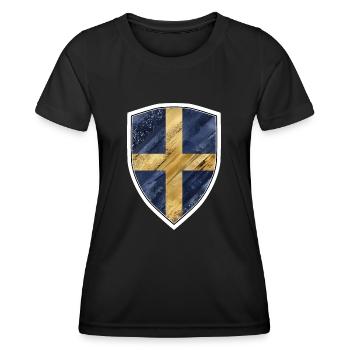 SCHWEDEN FLAGGE FAHNE - Frauen Funktions-T-Shirt - Schwarz - Vorne - AI Model Female 172 light (172cm)