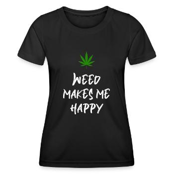 l’herbe me rend heureux cannabis marijuana - T-shirt sport Femme - noir - Devant - AI Model Female 172 light (172cm)