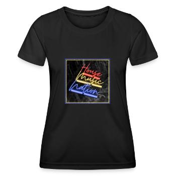 HOUSE MUSIC NATION - Frauen Funktions-T-Shirt - Schwarz - Vorne - AI Model Female 172 light (172cm)