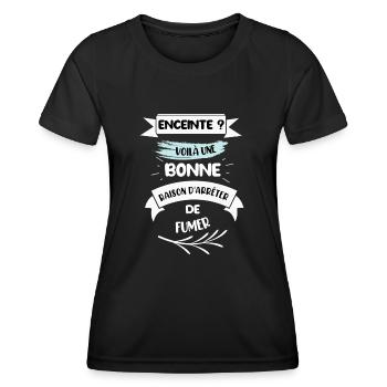Enceinte ? voilà une bonne raison t-shirt - T-shirt sport Femme - noir - Devant - AI Model Female 172 light (172cm)
