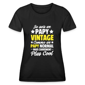 papy vintage / cadeau humour papy - T-shirt sport Femme - noir - Devant - AI Model Female 172 light (172cm)