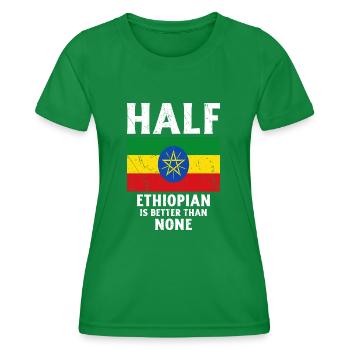 Halb Äthiopier ist besser als keiner Nationalflagg - Frauen Funktions-T-Shirt - Kelly Green - Vorne - AI Model Female 172 dark (172cm)