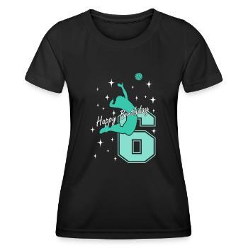 6. Geburtstag Volleyball Volleyballspielerin - Frauen Funktions-T-Shirt - Schwarz - Vorne - AI Model Female 172 light (172cm)