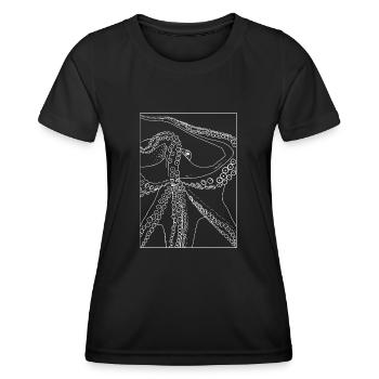 Octopus from below with frame - Women's Functional T-Shirt - black - Front - AI Model Female 172 light (172cm)