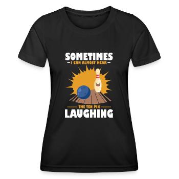 Parfois, j’entends presque les dix épingles rire - T-shirt sport Femme - noir - Devant - AI Model Female 172 light (172cm)
