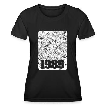 Année 1989 - T-shirt sport Femme - noir - Devant - AI Model Female 172 light (172cm)