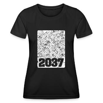 Year 2037 - Women's Functional T-Shirt - black - Front - AI Model Female 172 light (172cm)