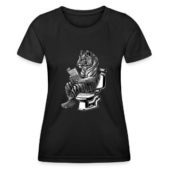 Tiger auf Toilette - Frauen Funktions-T-Shirt - Schwarz - Vorne - AI Model Female 172 light (172cm)