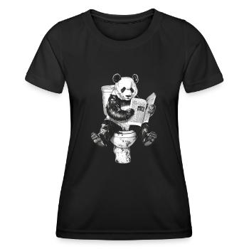 Panda auf Toilette - Frauen Funktions-T-Shirt - Schwarz - Vorne - AI Model Female 172 light (172cm)