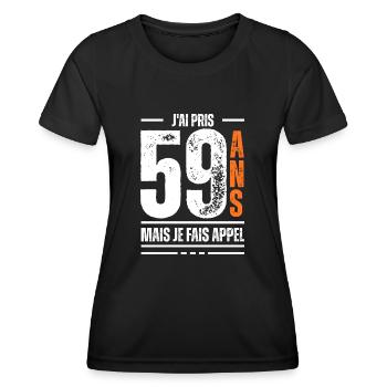59 ans / t-shirt 59 ans / idée cadeau 59 ans - T-shirt sport Femme - noir - Devant - AI Model Female 172 light (172cm)