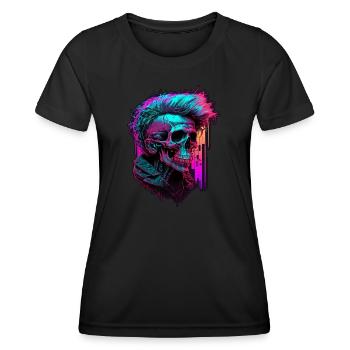 Apocalyptic Retro Punk Zombie - Frauen Funktions-T-Shirt - Schwarz - Vorne - AI Model Female 172 light (172cm)