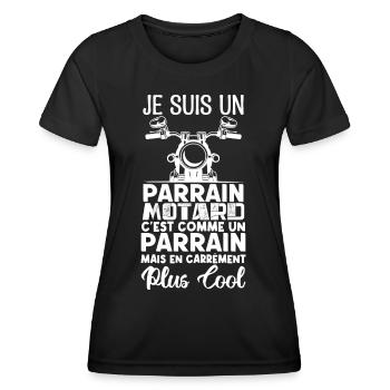 parrain motard Cadeau parrain motard super parrain - T-shirt sport Femme - noir - Devant - AI Model Female 172 light (172cm)