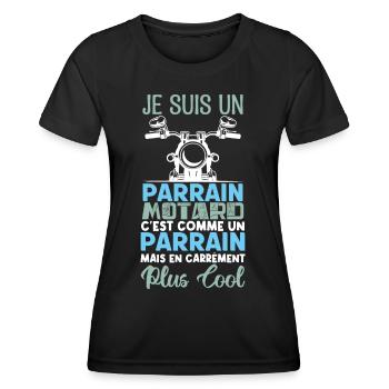 parrain motard Cadeau parrain motard super parrain - T-shirt sport Femme - noir - Devant - AI Model Female 172 light (172cm)
