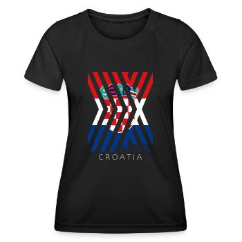 Kroatien Flagge Adria Zagreb Kroatische Fahne - Frauen Funktions-T-Shirt - Schwarz - Vorne - AI Model Female 172 light (172cm)