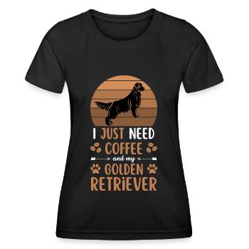 Golden Retriever Café Rétro Dog Cafe - T-shirt sport Femme - noir - Devant - AI Model Female 172 light (172cm)