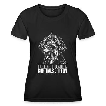 KORTHALS GRIFFON la vie est meilleure Hunde Wilsigns - T-shirt sport Femme - noir - Devant - AI Model Female 172 light (172cm)