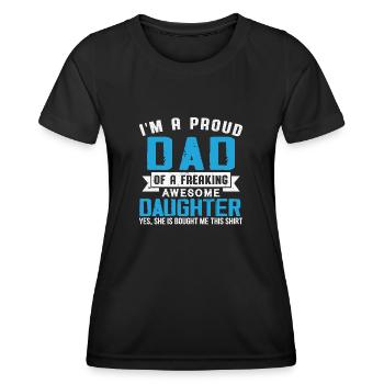 Je suis un père fier d’une fille géniale - T-shirt sport Femme - noir - Devant - AI Model Female 172 light (172cm)