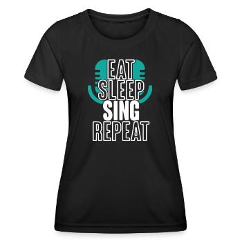 eat sleep music repeat - Frauen Funktions-T-Shirt - Schwarz - Vorne - AI Model Female 172 light (172cm)