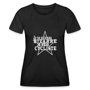 Je ne suis pas bizarre je suis cycliste - T-shirt sport Femme - noir - Devant - AI Model Female 172 light (172cm)