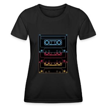 Rétro cassette de néon Old School Playlist - T-shirt sport Femme - noir - Devant - AI Model Female 172 light (172cm)