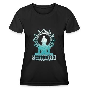 Buddha Meditation Lotus Chakra Buddhism Yoga Zen - Women's Functional T-Shirt - black - Front - AI Model Female 172 light (172cm)