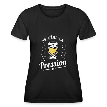 je gère la pression alcool bière cadeau humour - T-shirt sport Femme - noir - Devant - AI Model Female 172 light (172cm)