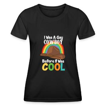 Gay Pride LGBTQ Cool Gay Cowboy - T-shirt sport Femme - noir - Devant - AI Model Female 172 light (172cm)